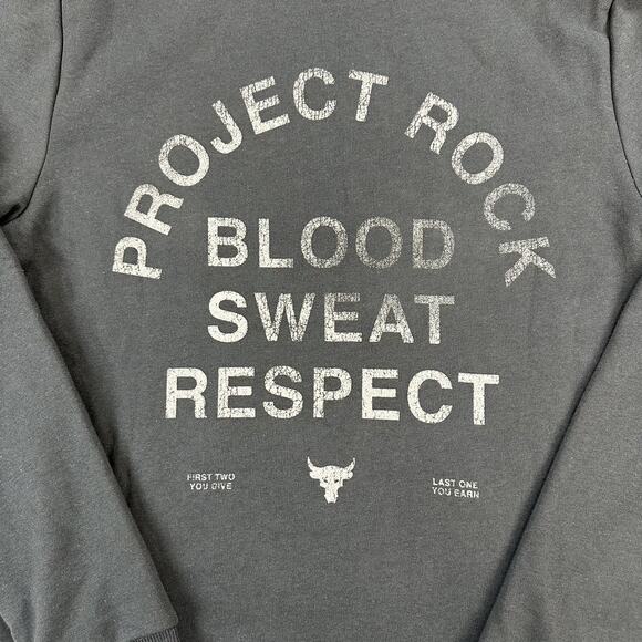 Under Armour Project Rock Hoodie Mens XL Black Rival Fleece Pullover Logo Back - Picture 6 of 14